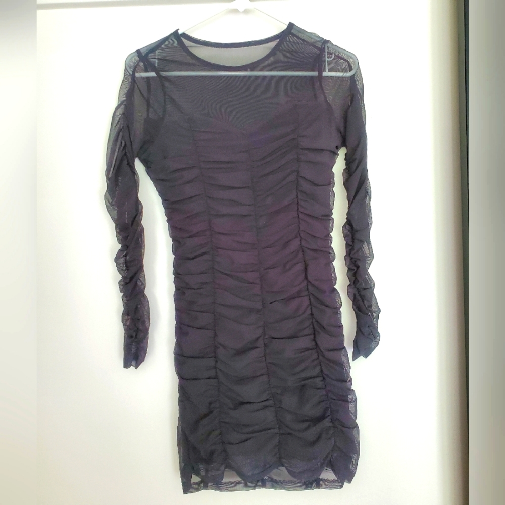 Black scrunch mini dress size XS